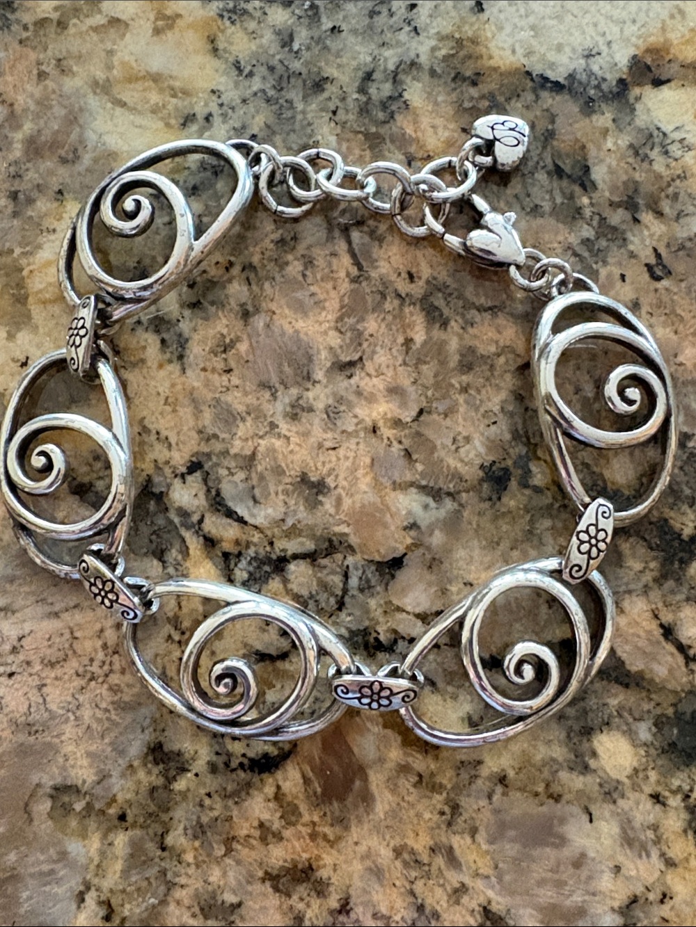 Brighton Silver Swirl Design Oval Link Bracelet/w Brighton bag